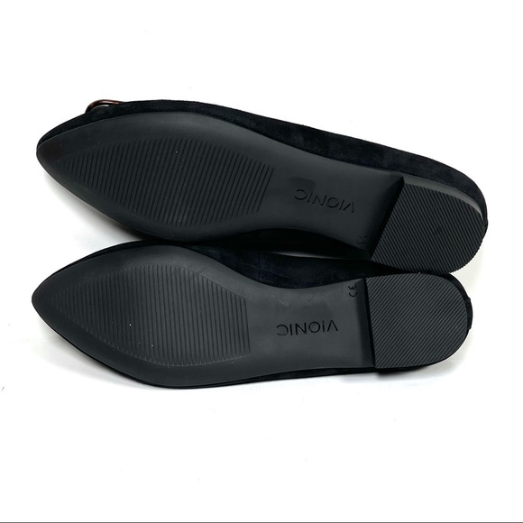 Vionic Womens Gem Amanda Ballet Flats Pointed Toe Buckle Black Suede Size 6 - Picture 8 of 10